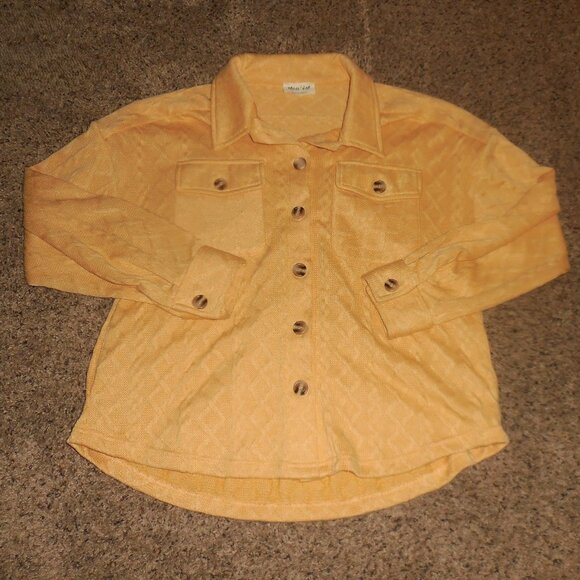 New In Yellow Shacket Top Button Down S M - Picture 1 of 1